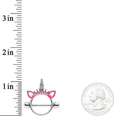 14G Clear Gem Pink Princess Unicorn Nipple Shield Set