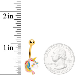 Gold Tone Color Swirl 80s Retro Unicorn Belly Ring