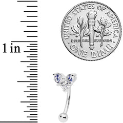 16G 5/16 Clear Gem Trio Heart Curved Eyebrow Ring