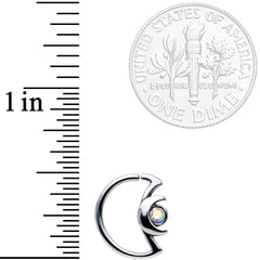 18G 3/8 Aurora Gem Crescent Moon Closure Ring