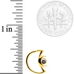 18G 3/8 Clear Gem Gold Tone Crescent Moon Closure Ring