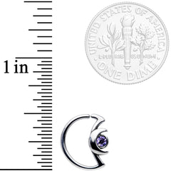 18G 3/8 Purple Gem Crescent Moon Closure Ring