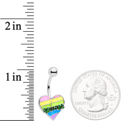 Embrace Pastel Rainbow Heart Dangle Belly Ring