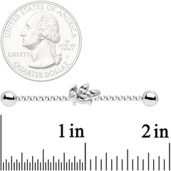 14G Clear Gem Leaf Industrial Barbell 38mm