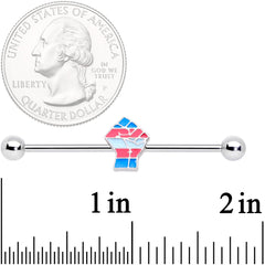 14G Pink Blue Transgender Pride Fist Barbell Industrial 38mm