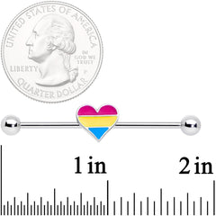 14G Red Yellow Blue Pansexual Pride Heart Barbell Industrial 38mm