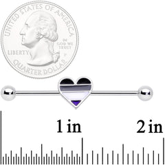 14G Black Grey White Asexual Pride Heart Barbell Industrial 38mm