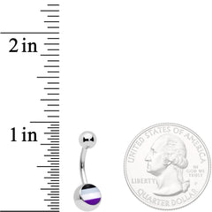 Black Grey White Purple Asexual Pride Flag Belly Ring