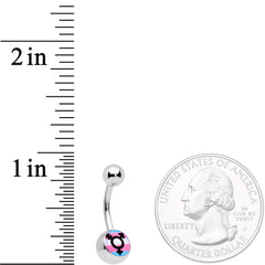 Pink Blue White Transgender Pride Logo Belly Ring