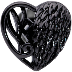 16G 1/4 Black Angels Wing Heart Tragus Cartilage Earring
