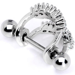 16G 1/2 Clear CZ Gem Scary Monster Fangs Cartilage Cuff