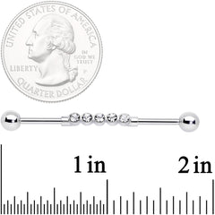 14G Clear CZ Gem Quintuplet Industrial Barbell 38mm