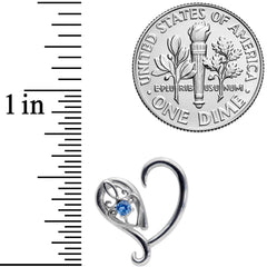 16G 3/8 Blue Gem Valentines Day Heart Right Ear Cartilage Earring