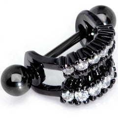 16G 1/2 Clear CZ Gem Black Scary Fang Halloween Cartilage Cuff