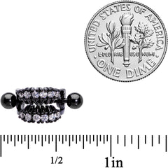 16G 1/2 Clear CZ Gem Black Scary Fang Halloween Cartilage Cuff