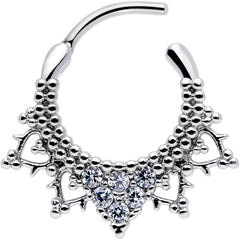 16G 3/8 Clear CZ Gem Triangle Ornate Septum Clicker
