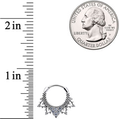 16G 3/8 Clear CZ Gem Triangle Ornate Septum Clicker