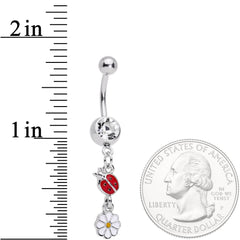 Clear Gem Spring Flower Lady Bug Dangle Belly Ring