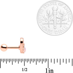 16G 1/4 Aurora Gem Rose Gold Tone Hollow Heart Cartilage Tragus