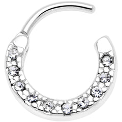 16G 5/16 Clear Gem Paved Cartilage Clicker