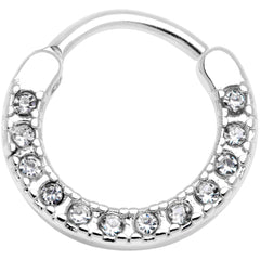 16G 3/8 Clear Gem Paved Septum Clicker