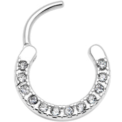 16G 3/8 Clear Gem Paved Septum Clicker