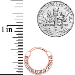 16G 3/8 Clear Gem Rose Gold Tone Paved Septum Clicker