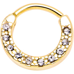 16G 5/16 Clear Gem Gold Tone Paved Cartilage Clicker