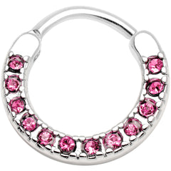 16G 3/8 Pink Gem Paved Septum Clicker