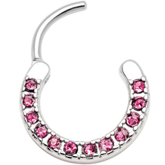 16G 3/8 Pink Gem Paved Septum Clicker