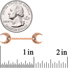 14G Clear Gem Rose Gold Tone Witch Moon Barbell Nipple Ring Set