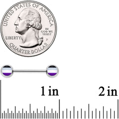14G Black Gray White Purple Asexual Pride Barbell Nipple Ring Set