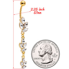 Clear Gem Gold Tone Totally Twisted Vine Dangle Belly Ring