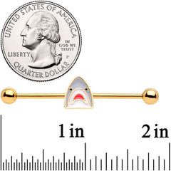 14G Gold Tone Shark Attack Industrial Barbell 38mm