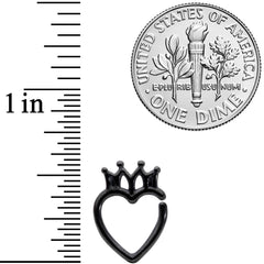 16G 5/16 Black Royal Crown Heart Right Ear Closure Ring
