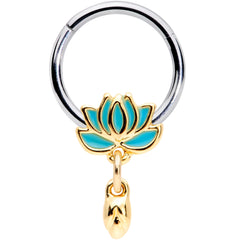 16G 3/8 Southwestern Lotus Flower Dangle Hinged Segment Ring