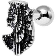 16G 1/4 Black Gem Egypt Cleopatra Anubis Cartilage Tragus Earring