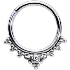 16G 3/8 Clear CZ Gem Triad Hinged Segment Ring