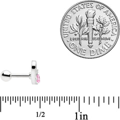 16G 1/4 Pink Gem Rose Flower Hollow Heart Cartilage Tragus