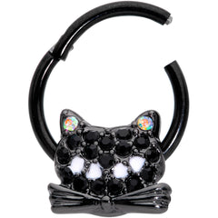 16G 3/8 Black Aurora Gem Black Cat Hinged Segment Ring
