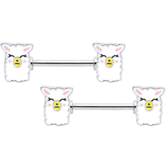 14G 9/16 Sweet Llama Barbell Nipple Ring Set