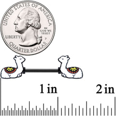 14G 9/16 Snoozing Llama Barbell Nipple Ring Set