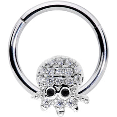 16G 5/16 Clear Black CZ Gem Nautical Octopus Hinged Segment Ring