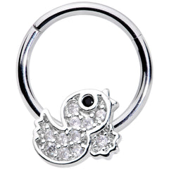 16G 5/16 Clear Black CZ Gem Ducky Hinged Segment Ring