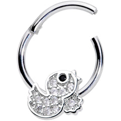 16G 5/16 Clear Black CZ Gem Ducky Hinged Segment Ring