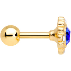 16G 1/4 Clear Blue Gem Gold Tone Empire Cartilage Tragus Earring