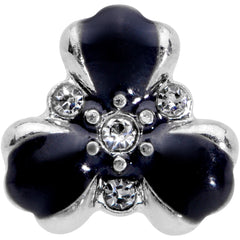 16G 1/4 Clear Black Gem Abstract Flower Cartilage Tragus Earring