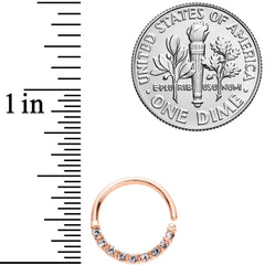 16G 3/8 Clear Gem Rose Gold Tone Elegance Seamless Circular Ring