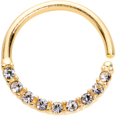 16G 3/8 Clear Gem Gold Tone Simple Elegance Seamless Circular Ring