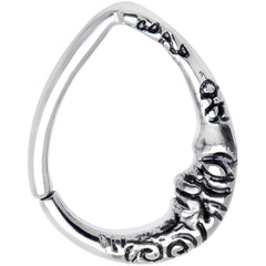 16G 1/2 Man in the Crescent Moon Teardrop Closure Ring